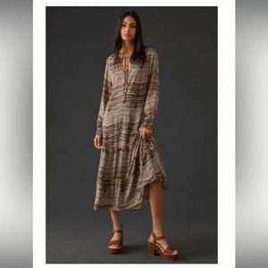 Anthropologie CLOTH & STONE TIERED MAXI DRESS; Color: Brown/Multi; Size: S